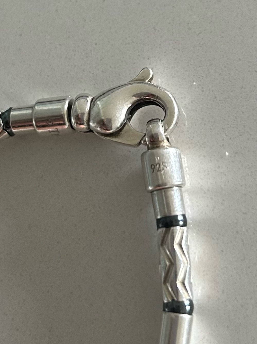 Tiffany & Co Sterling Silver Aztec Etched Bead Bracelet 7.5” Germany 925 - Picture 7 of 9